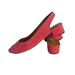 Seychelles electric slingback heels suede hot pink block heels woman's size 8